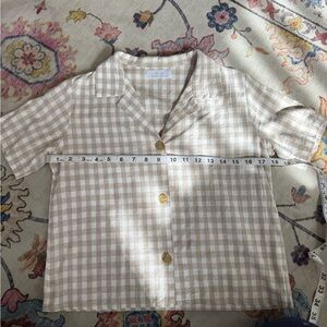 OAK + FORT Beige Checkered Fabric